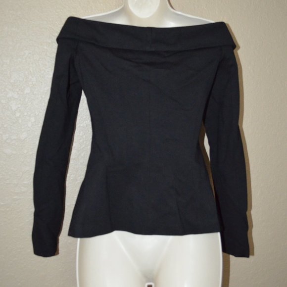 NWT $488 Sz 4 L'AGENCE Stephan Black Off Shoulder Jacket Blazer - Picture 9 of 12
